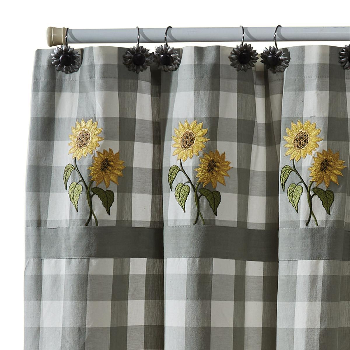 Park Design Wicklow Check Embroidered Shower Curtain