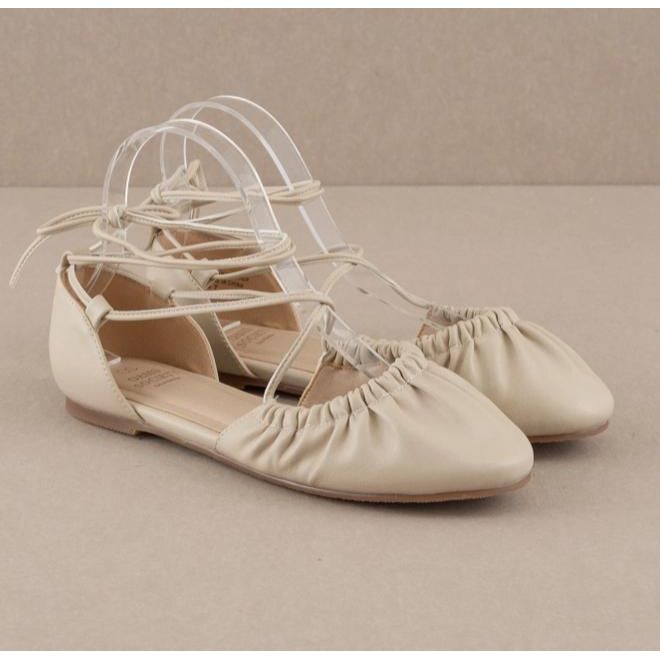 The Laney Beige Lace Up Ballet Flat