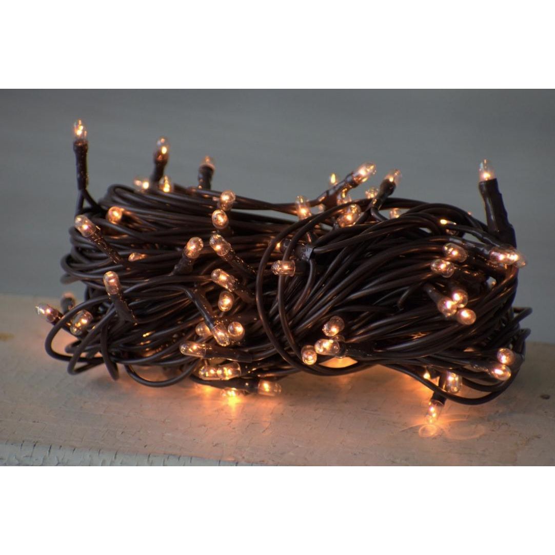100 Bulb Primitive Rice String Light 19.5 ft Brown Cord