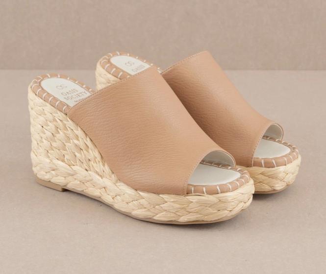 The Raina Apricot Espadrille Slip On Wedge