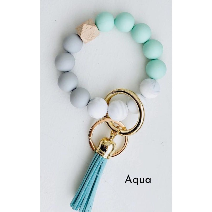 Bangle Keychain | Silicone Wristlet Key Ring | Bead Bracelet