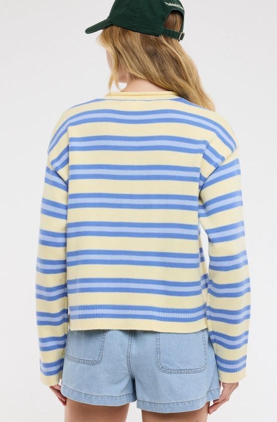 Multi-Striped Button-Up Sweater Cardigan (Daisy Combo)