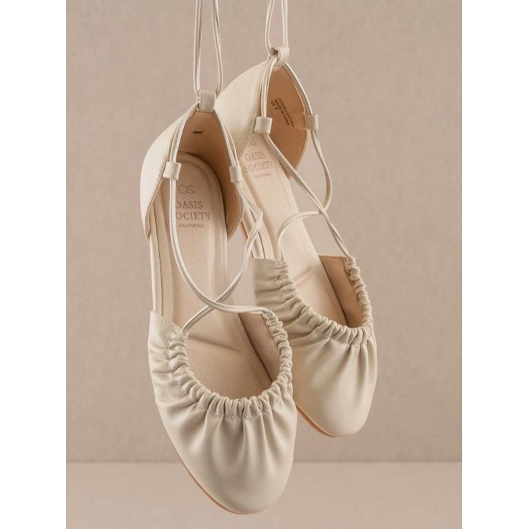 The Laney Beige Lace Up Ballet Flat
