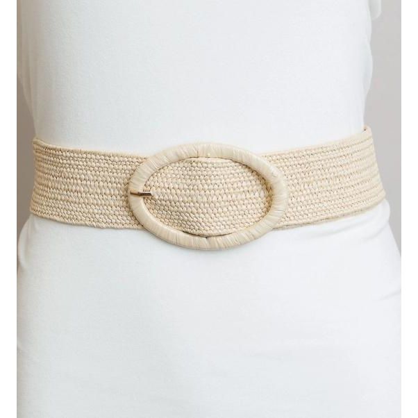 Raffia Oval Buckle Belt