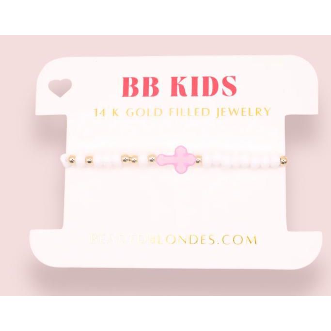 Beaded Blondes Pink Cross Sprinkle Bracelet (Kids Size)