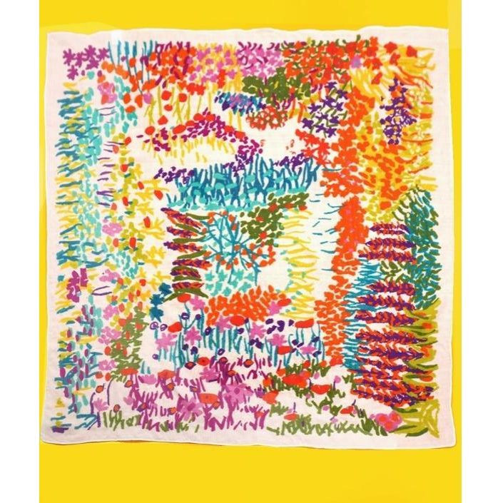 Cotton Floral Print Silky Feeling Bandana Scarf