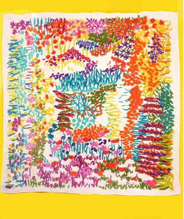 Cotton Floral Print Silky Feeling Bandana Scarf