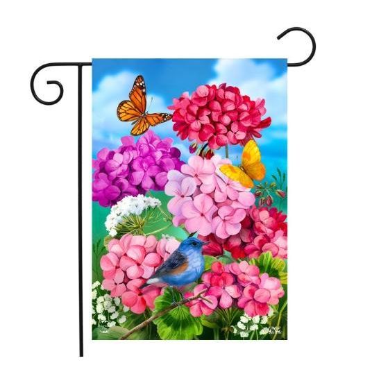 Geraniums In Bloom Spring Flag