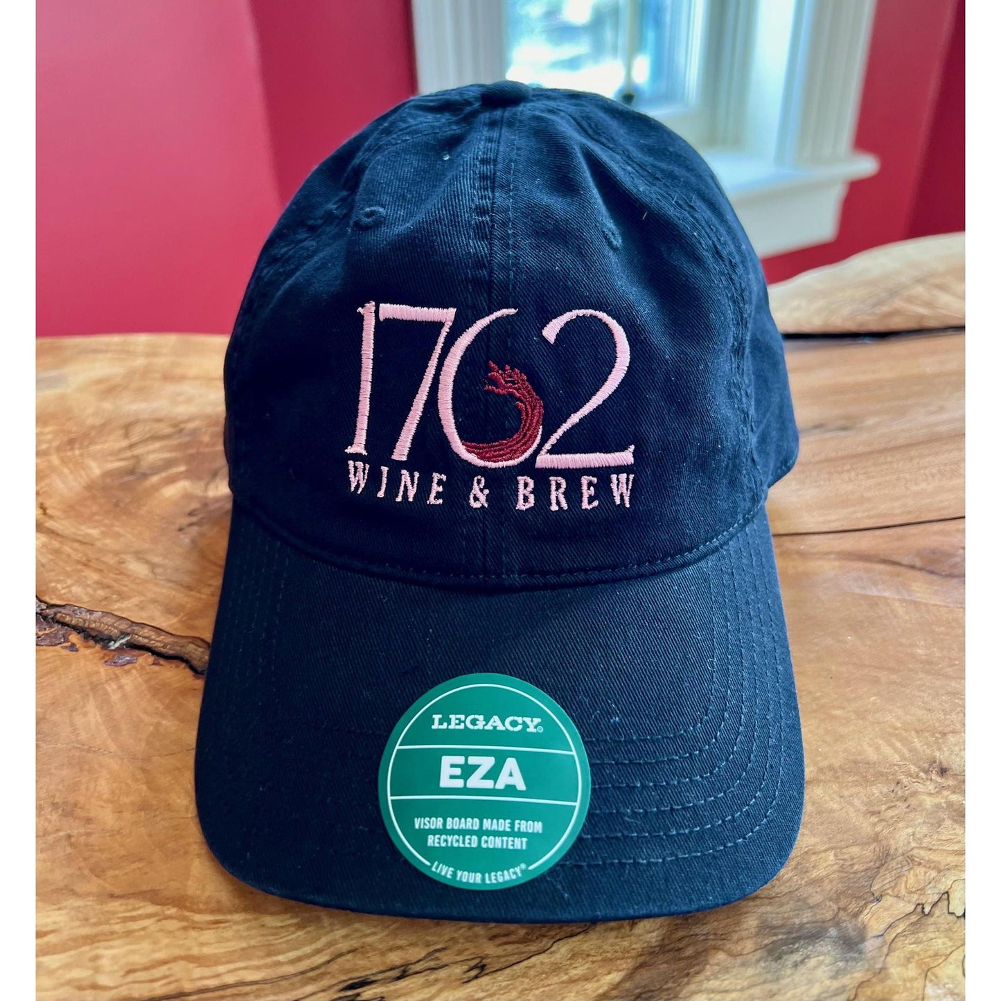 1762 Wine & Brew Hat (Black with Pink Writing)