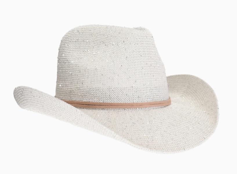 Vegas Sequin Cowboy Hat (Pearl)
