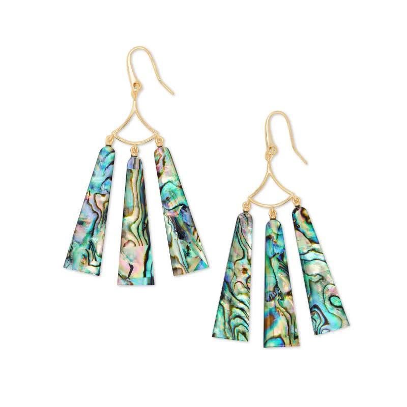 Kendra Scott Layton Gold Statement Earrings in Abalone Shell