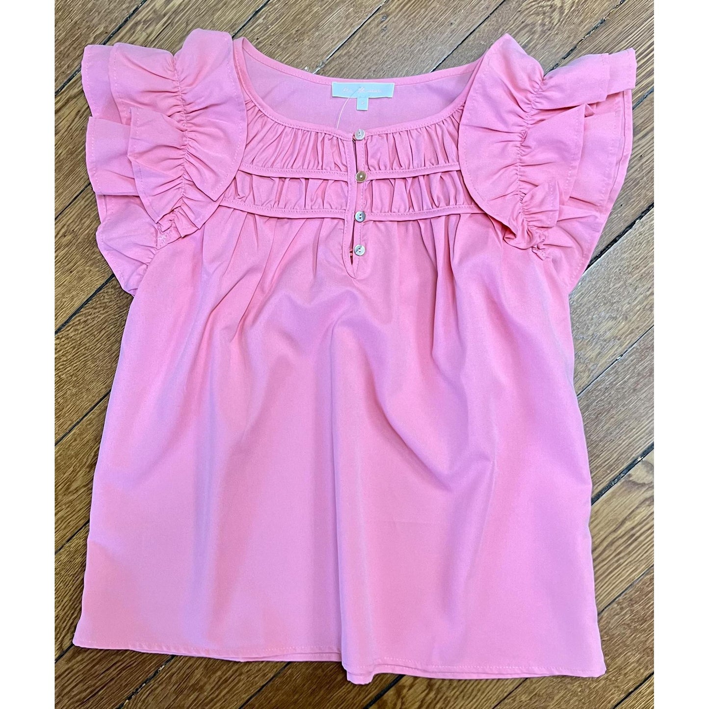 Ruffled Sleeve Blouse (Pink)