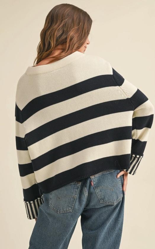 Black/White Striped Sweater Top