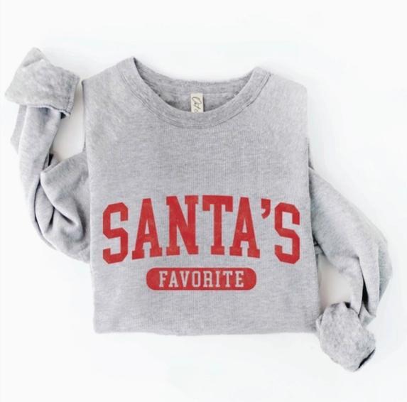 Santa's Favorite Graphic Sweatshirt (Athletic Heather)