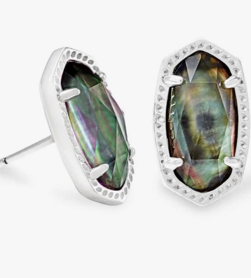 Kendra Scott Ellie Silver Earrings in Black Mother of Pearl