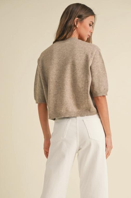 Short Sleeve Sweater Top (Mocha)