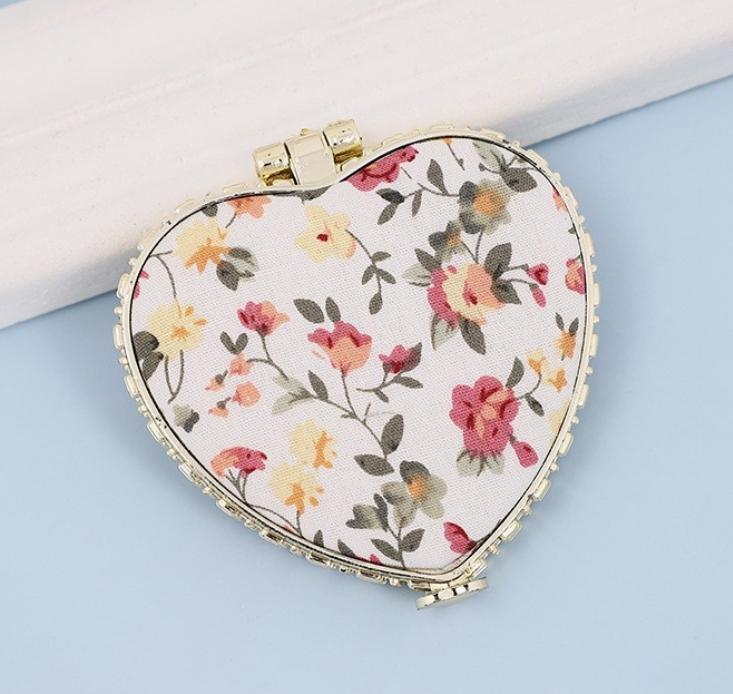 Travel Pocket Compact Handheld Floral Mirror