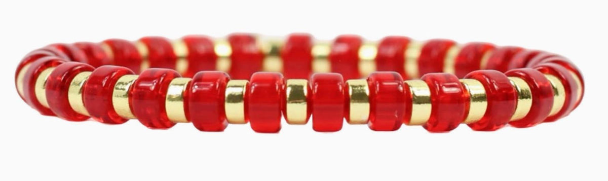 Gigi Stretch Bracelet - Candy Red Disc