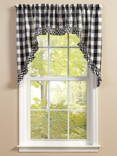 Park Designs Wicklow Ruffled Swags (Black & Cream)
