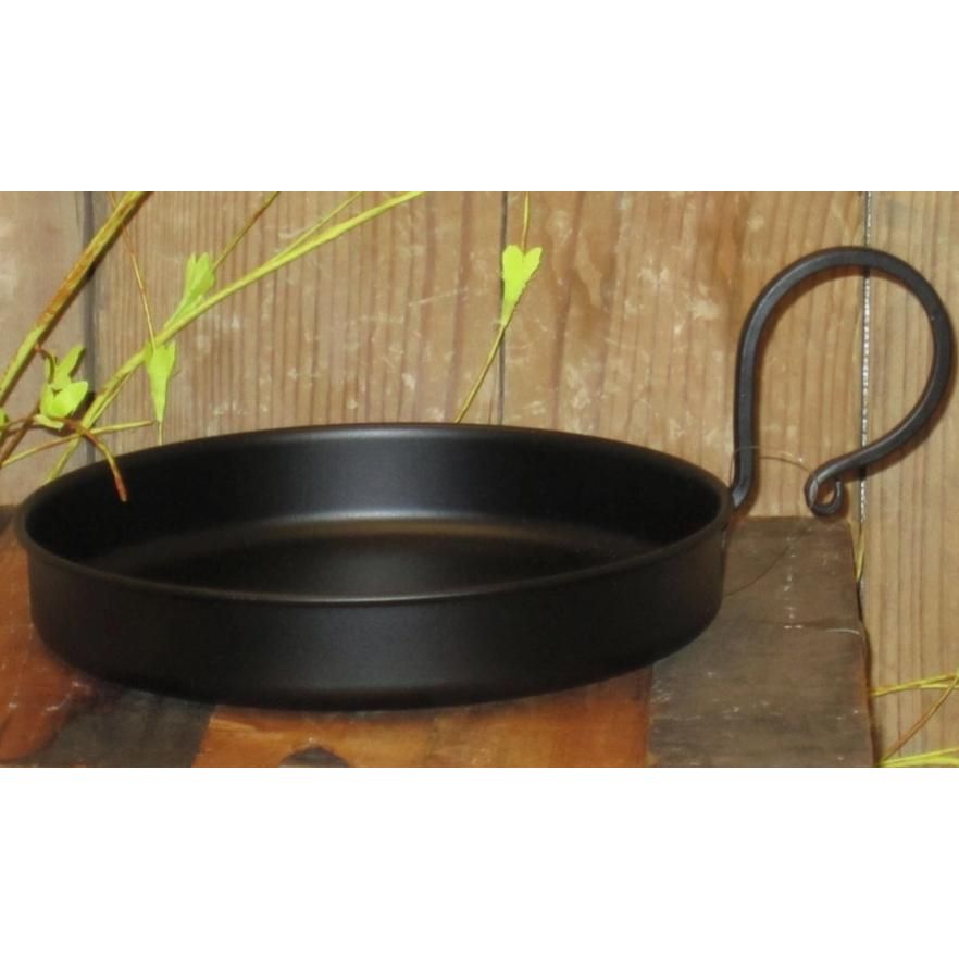 Edged Black Metal Candle Pan w/ Handle