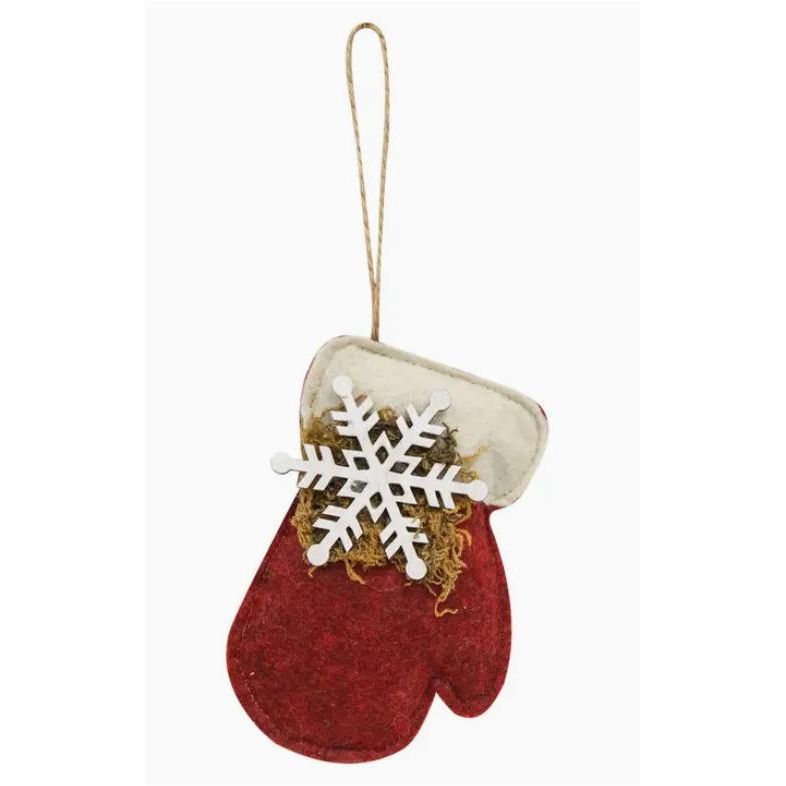 Snowflake Mitten Felt Ornament