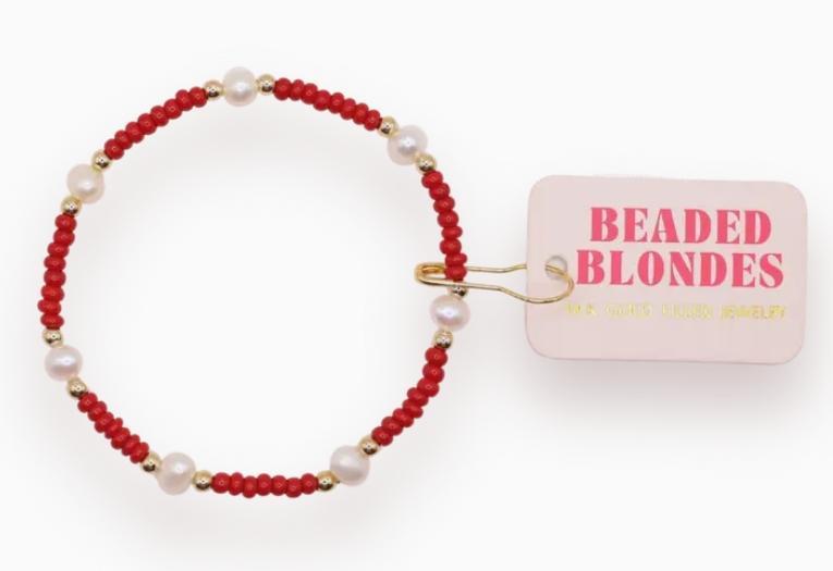 Beaded Blondes Crimson Red Pearl Bracelet