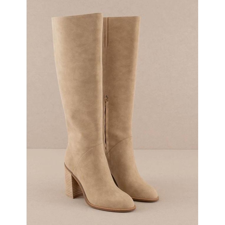 The Shiloh | Khaki Knee High Block Heel Boot