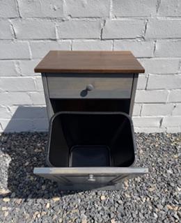 Amish Made Single Trash Can (Grey with Oak Top)