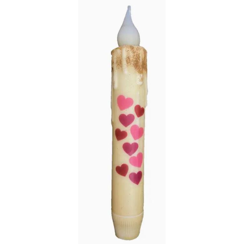 Valentine Hearts Led Battery Operated Timer Taper Candle (Natural w/ Cinnamon)-Valentine’s Day