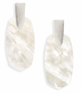 Kendra Scott Aragon White Pearl/Silver Earrings