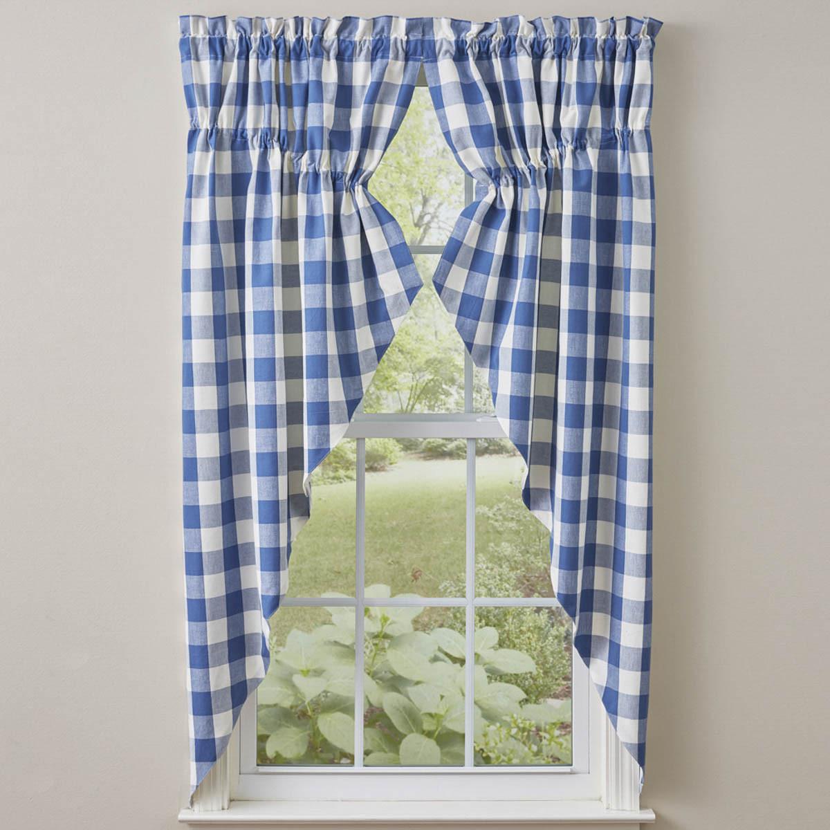 Park Design Wicklow Check Lined Gathered Swag 63" (China Blue)