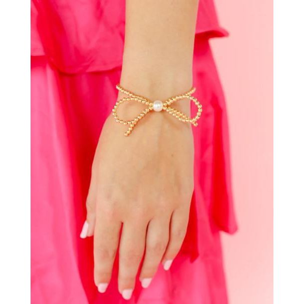 Beaded Blondes Gold Bow Bracelet