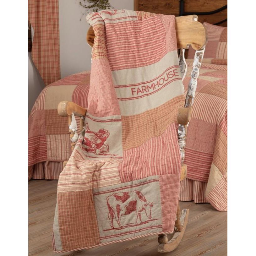 Sawyer Mill Red Farm Animal Quilted Throw (50x60)