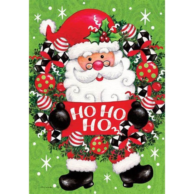 Santa Wreath Flag