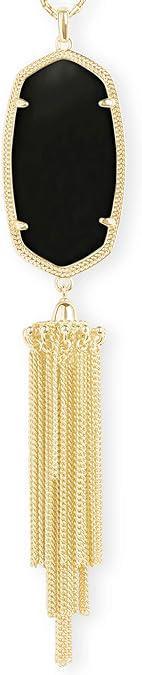 Kendra Scott Rayne Long Pendant Necklace in Black Opaque Glass