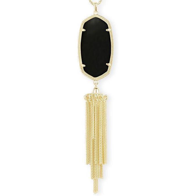 Kendra Scott Rayne Long Pendant Necklace in Black Opaque Glass