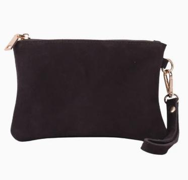 Genuine Suede Wristlet Pouch (Chocolate)