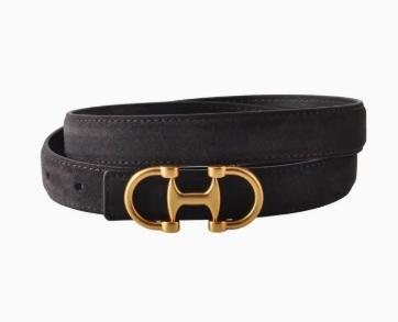 Horsebit Buckle Equestrian Stitched Suede/Napa Leather Belt (Chocolate)
