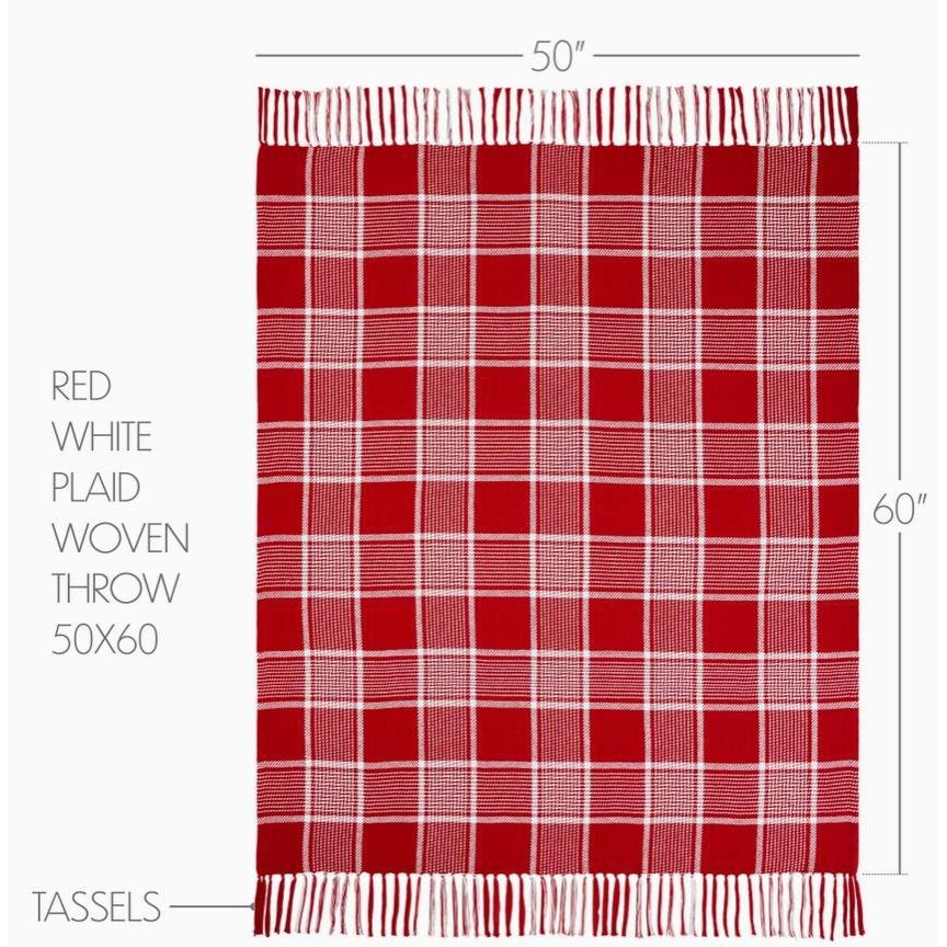 Eston Red White Plaid Woven Throw