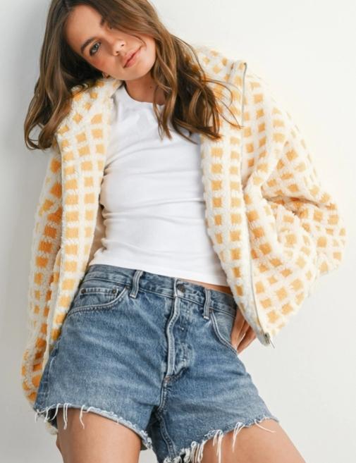 Fuzzy Sherpa Jacket (Ivory Multi)