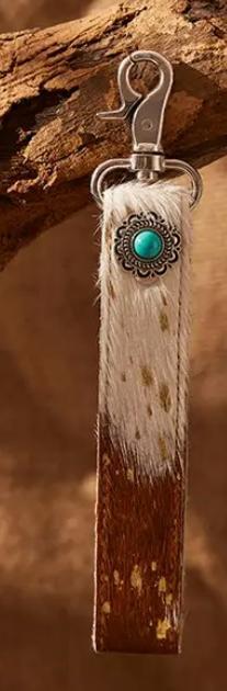 Myra Concho Delight Key Fob in Brown & White