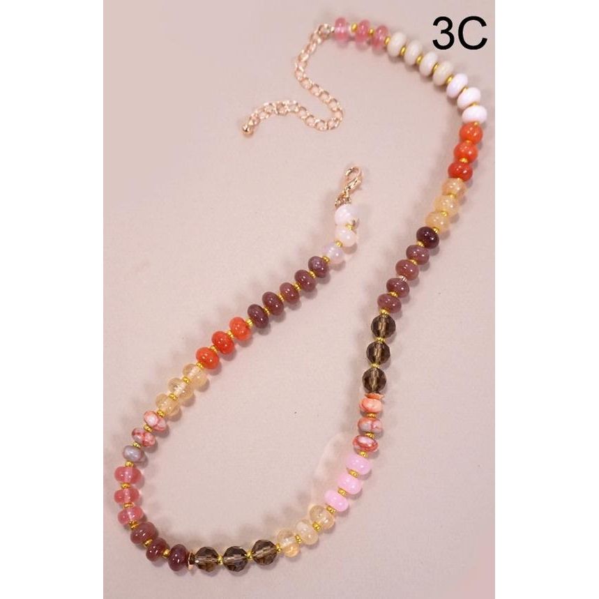 Natural Agate Glass Semi Precious Bead Necklace