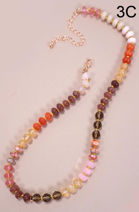 Natural Agate Glass Semi Precious Bead Necklace