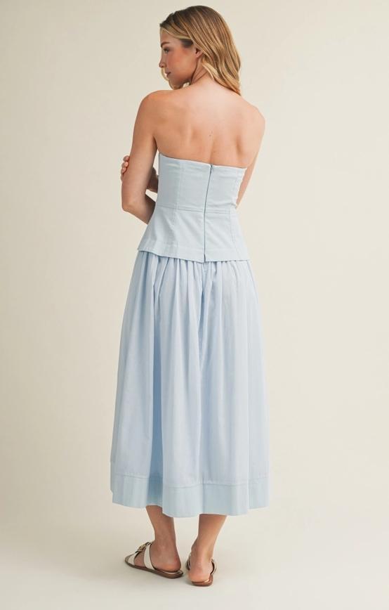 Corset Lined Strapless Dress (Baby Blue)