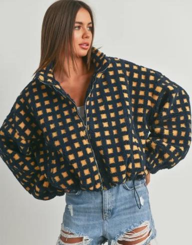 Fuzzy Sherpa Jacket (Navy Multi)