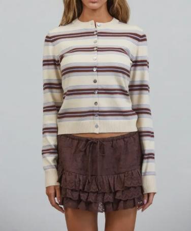 Sausalito Soft Striped Cardigan (Beige Multi)