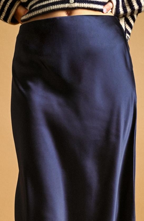 Satin Maxi Skirt (Midnight Blue)