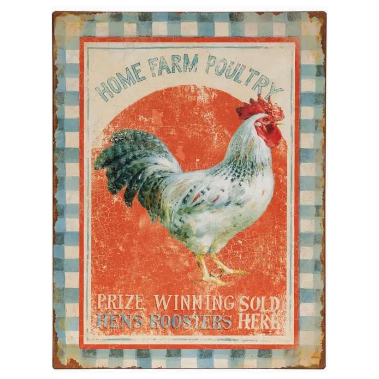 Home Farm Poultry Distressed Metal Sign