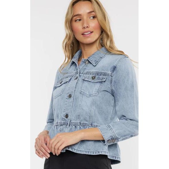 KanCan Marilou Peplum Denim Jacket