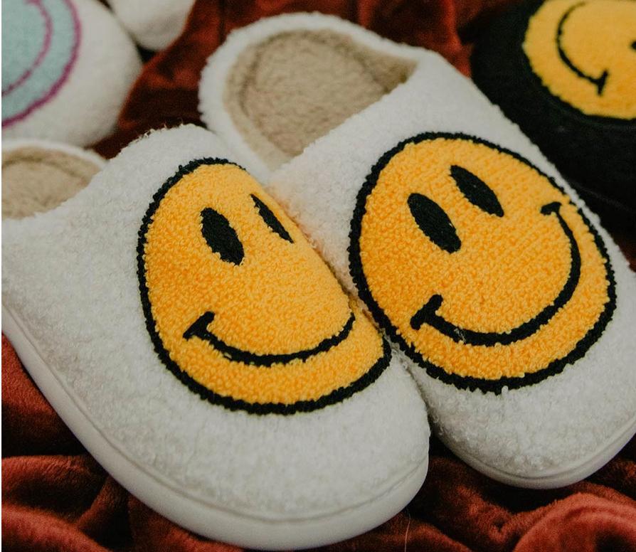Happy Face Slippers (White)